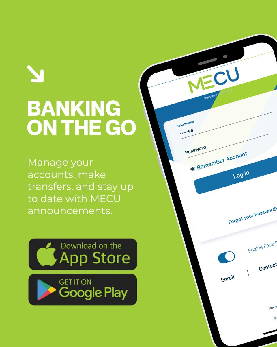 MeCU_OKC's tweet photo. Keep MECU right at your fingertips! 📱

Download the MECU Mobile App to manage your accounts, make transfers, and more from wherever you are.

And don’t forget to turn on push notifications so you can stay up to date on important MECU announcements and updates! https://t.co/ZLbkT5Sgsb
