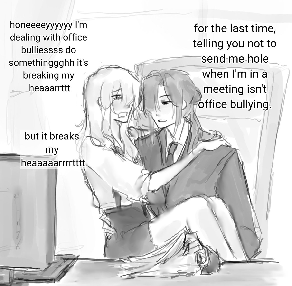 ukeatsushi's tweet photo. Aww. Office yuri so cute ! And isn't breaking any rules🤩 https://t.co/EaX23ZcM7G
