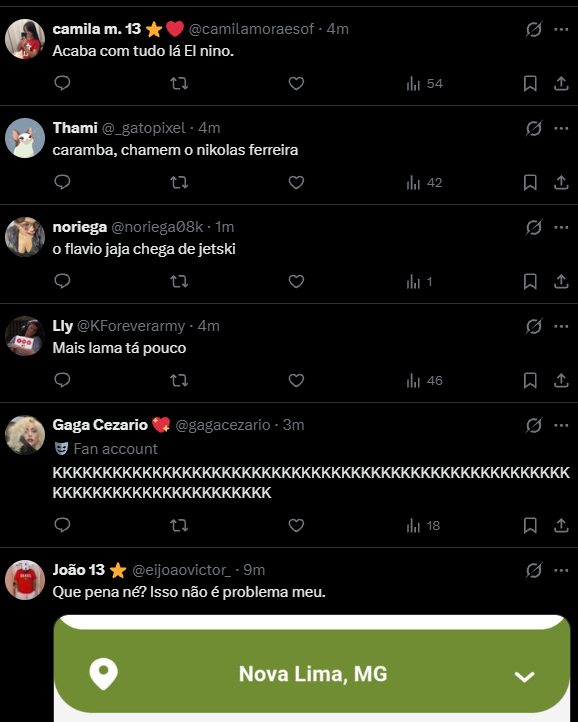 YuuHoshi3's tweet photo. @unashamed479859 @jeffecom Uma postagem de enchente em MG. São todos filhos da puta fodidos da pior espécie kkkkkkkkkkkkkkkkkkkkkkkk entre salvar petista e baratas 1000x salvar baratas https://t.co/AzUDhg2uzz