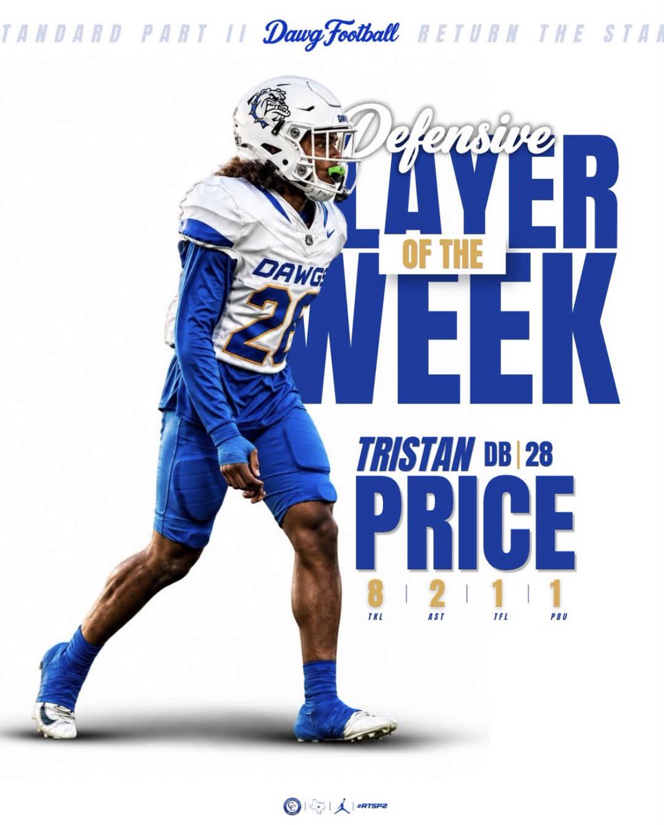 TristanPrice28's tweet photo. Blessed to be  Back to back MVP Week 5 and week 6 #RtsP2
@CoachRSouthern @BC_3 @BByrd24 @CoachVanWagner @Coach_delReal @QWhitlow49 @CoachLoganBrock @RecruitsCenTex @SacrificeINC @BamPerformance https://t.co/NEtJPGvpCK