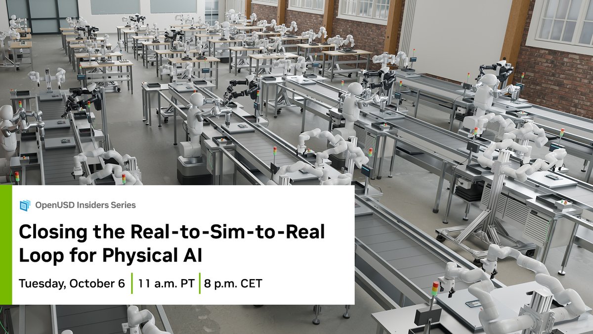 NVIDIARobotics's tweet photo. Connect real robot behavior, simulation, and deployment. 🤖

Join @IndustrialNxtAI, Versor, and @allsides_tech to explore work on closing the Sim2Real gap and discover the R2S2R Arena, an open research coalition.

📅 Tuesday, October 6 @ 11 AM PT
🔗 https://t.co/5XWQuJgnH5 https://t.co/Fg4X7wscGx