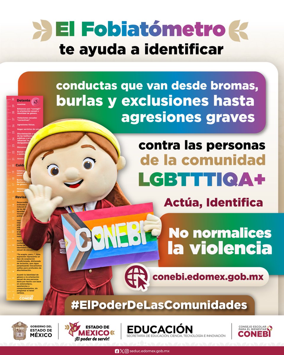 secti_edomex's tweet photo. 🏳️‍🌈 ¿Sabes identificar la violencia por orientación sexual o identidad de género?

🔎 El Fobiatómetro te ayuda a reconocer desde burlas y acoso hasta discriminación y agresiones contra la comunidad LGBTTTIQA+.

🌐 https://t.co/3FEmbQOOzg

#ElPoderDeLasComunidades https://t.co/BSwbUeaoX8