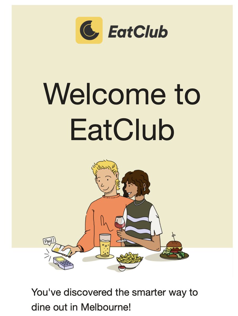 adamlyttleapps's tweet photo. There's this app called EatClub

It's basically just a discount restaurant app. But with a difference:

You add their virtual card to your wallet and pay with that. Like a proxy card.

You only get charged the discounted amount
And apparently the restaurant gets the full amount

Interesting use of virtual wallet/cards