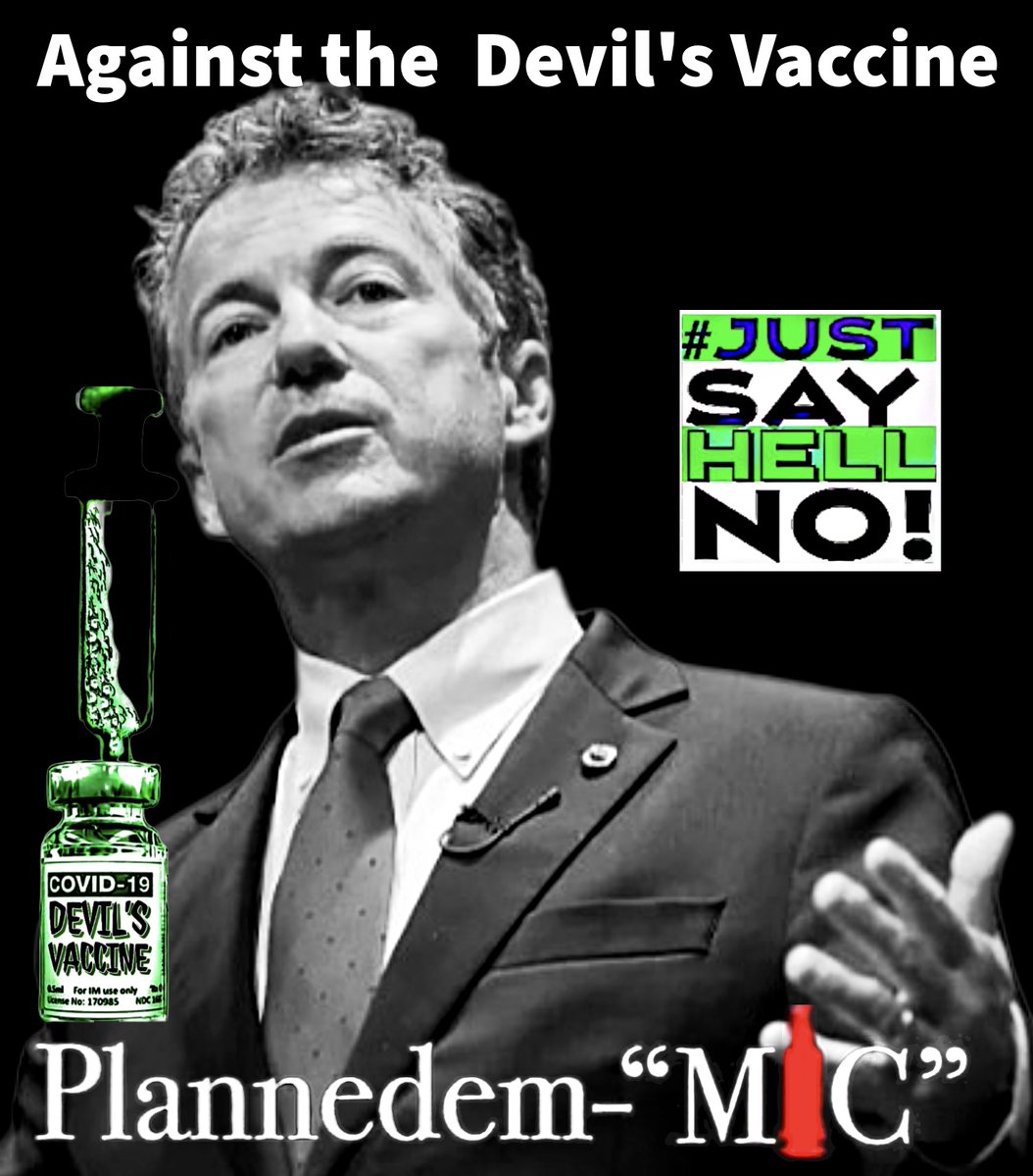 StandUpIn2025's tweet photo. These are images of good influential people who are against  “The Devil’s Vaccine”. Like them, the people need to  #justsayhellno to the the “Devil’s Vaccine”. Watch Plannedem-MIC on Rumble https://t.co/WNVE76qdPt  Get your Dr. Sick in jail tee: https://t.co/2d8WrtKYqE https://t.co/HTSsRUzphK