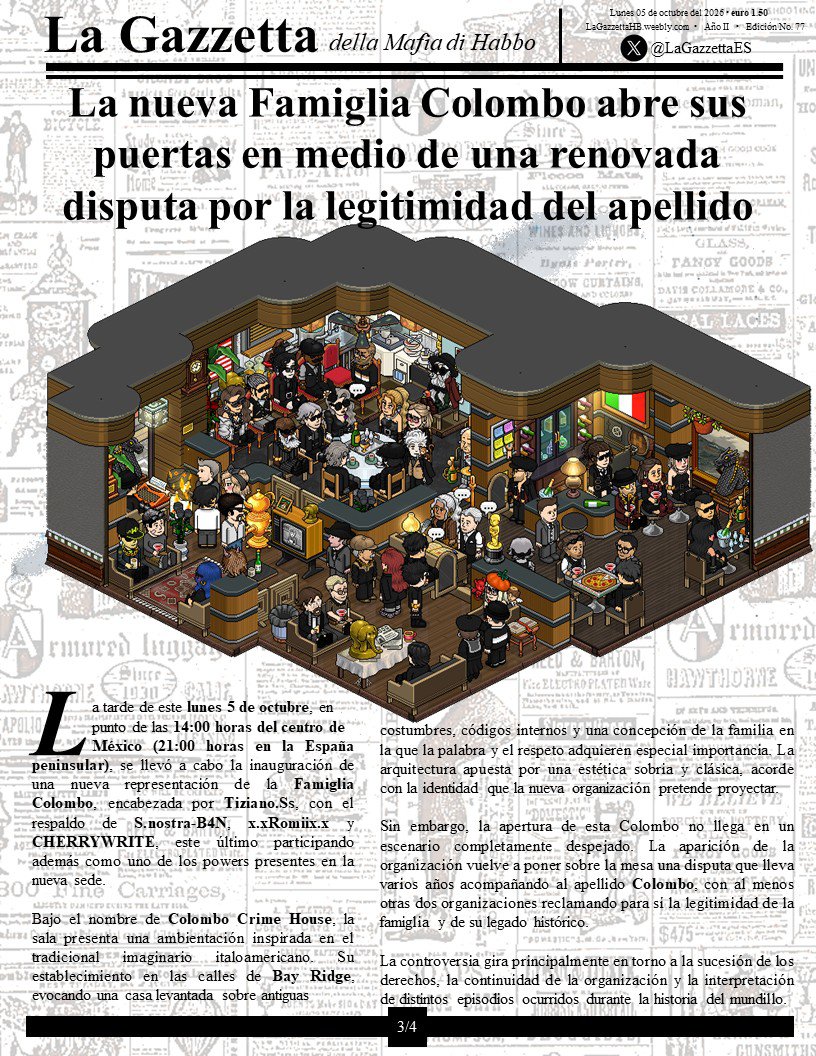 LaGazzettaES's tweet photo. Septuagésima séptima edición (77). Llega al mundillo Moltisanti Mob Association. La Familia Colombo de UdokA regresa al rol.

Lee todos los detalles en nuestra web: https://t.co/5OfPm5fgWF https://t.co/mdxH4Oj6XX