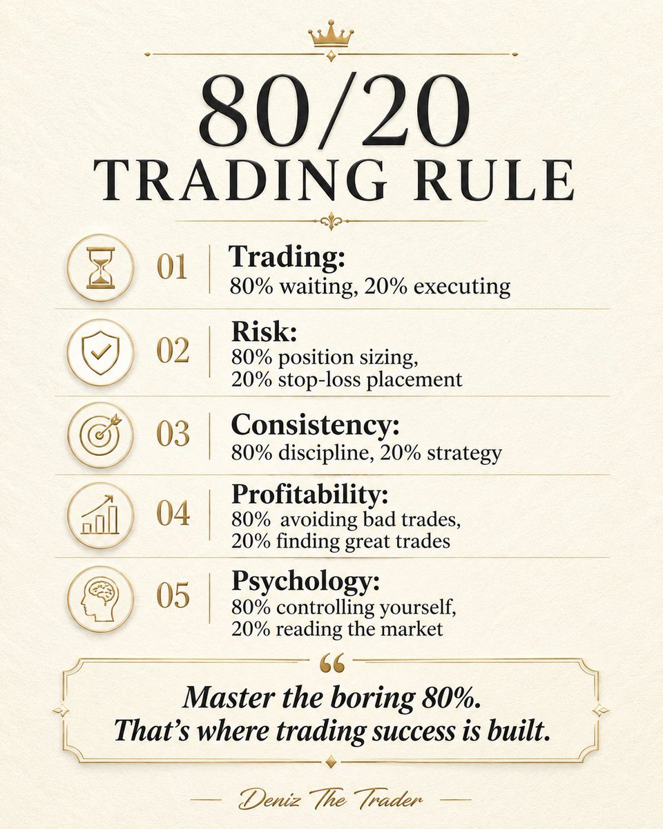 DenizTheTrader's tweet photo. 80/20 TRADING RULE 👇 https://t.co/vAY3kkFIaZ
