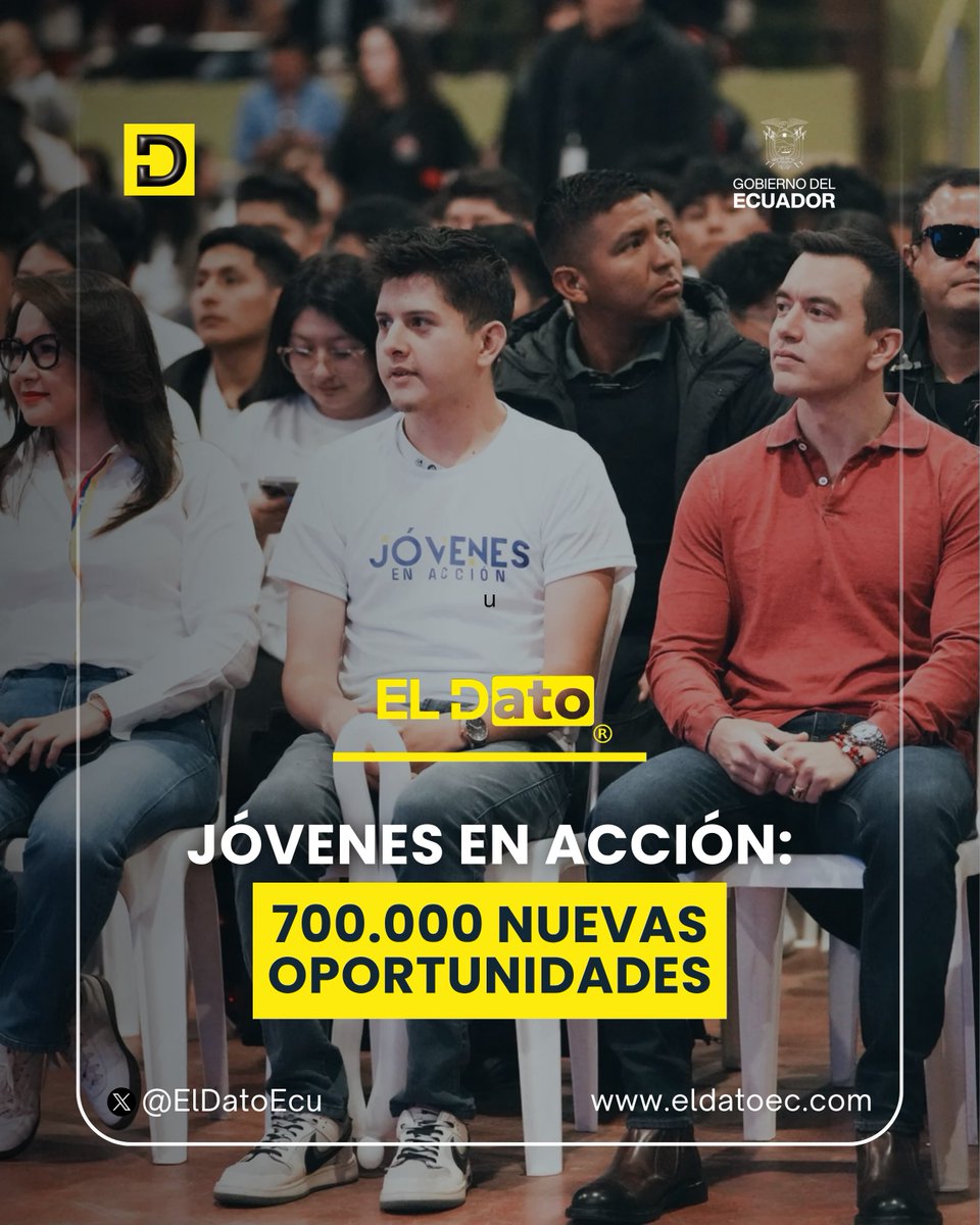 ElDatoNews's tweet photo. #Urgente | ¡JÓVENES EN ACCIÓN AMPLÍA SU COBERTURA A 700.000 CUPOS Y ENTREGARÁ USD 800!

El programa Jóvenes en Acción crea 700.000 nuevos cupos y entrega un incentivo económico de USD 800, reduciendo de años a meses el tiempo de capacitación, mientras brinda ingresos y nuevas oportunidades a los jóvenes y sus familias. Además, 220.000 jóvenes participarán en acciones de prevención frente al fenómeno de El Niño, fortaleciendo su experiencia y aportando a sus comunidades.

Link de inscripción:

https://t.co/zyPxK2x4SB 

#ElDato #Ecuador #JóvenesEnAcción #DanielNoboa