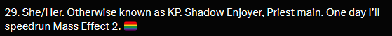 mako__kat's tweet photo. After 12 years, I can finally change my bio! Took me a long time to work up the confidence to try, but nobody got to where they are without failing a little first. I am now a Mass Effect 2 speedrunner. 

https://t.co/gSLJYJdsyp https://t.co/Ty6ZKALg27