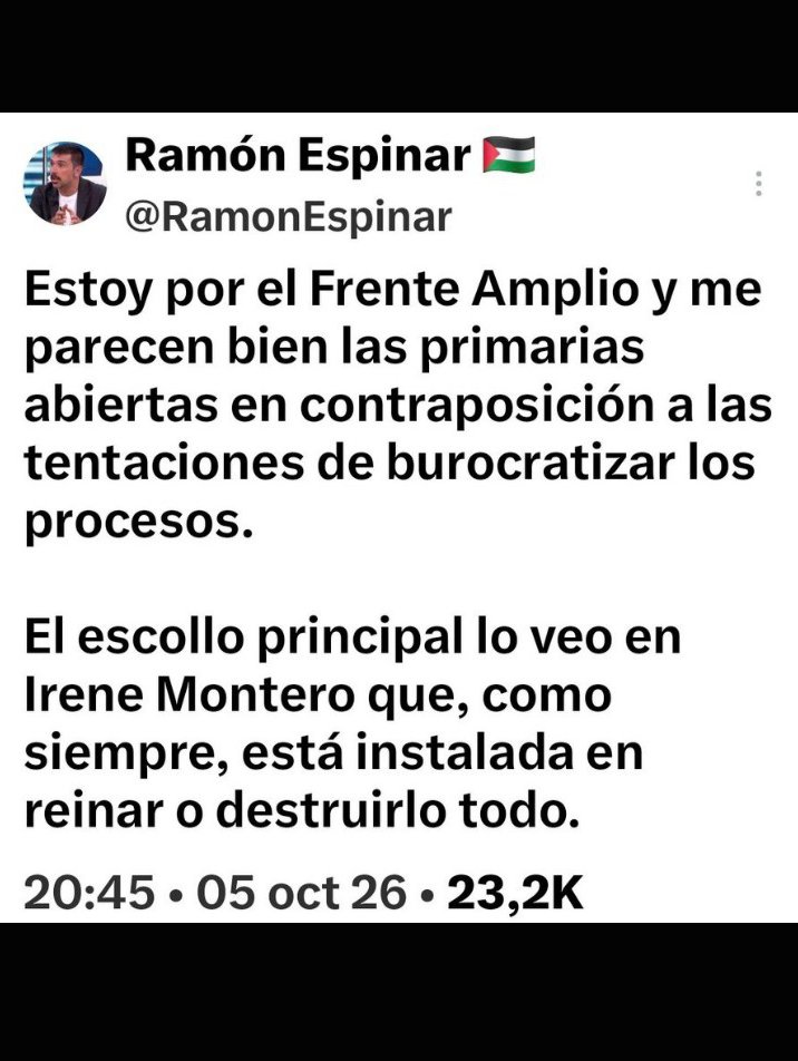 anvila16's tweet photo. Le parecen bien las primarias, si vetan a Irene Montero.

Lo de este personaje, además de repugnante es de una mediocridad inaudita. https://t.co/qseBruMvBz