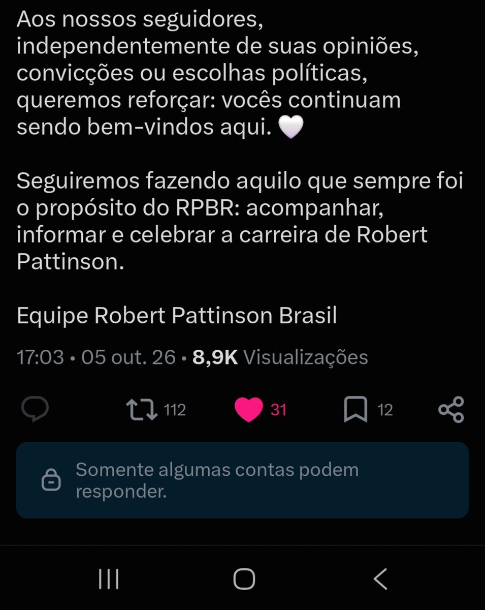 archivetwilight's tweet photo. vcs não tem culhão pra manter no perfil o posicionamento de vcs, mas o print sempre vai existir. https://t.co/EjHwsov6dm