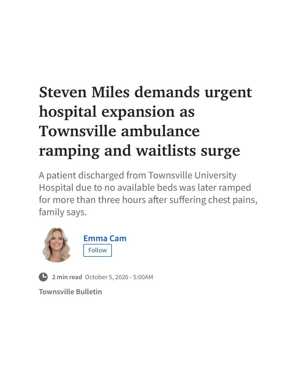 StevenJMiles's tweet photo. Regional Queenslanders are being ramped for hours because David Crisafulli and the LNP have cut, delayed and underfunded critical hospital upgrades. https://t.co/0pCV2JiayP