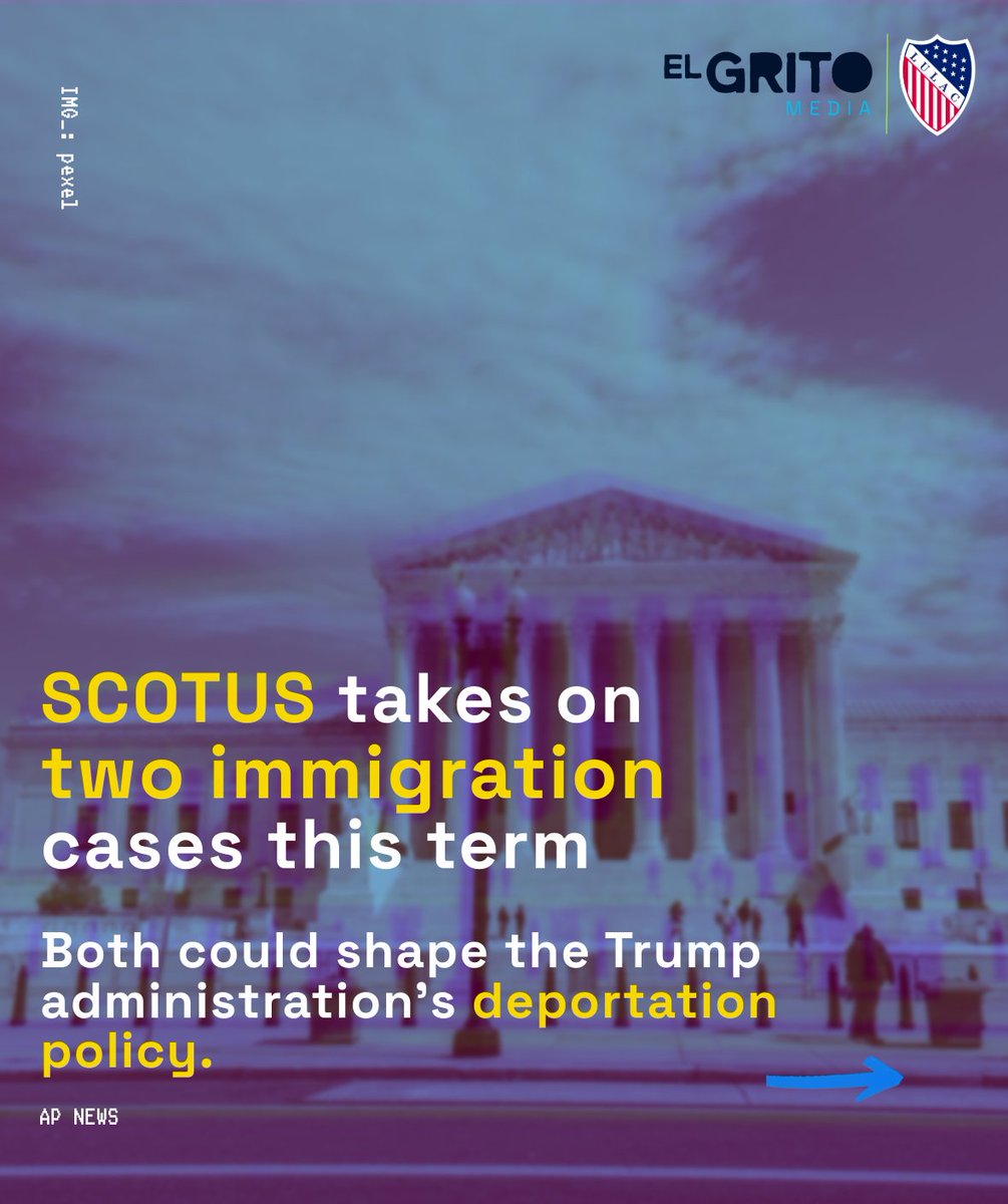 LULAC's tweet photo. This term SCOTUS is gonna hear a case that could decide the future of third-country deportations and mandatory detention in ICE facilities. We’ll definitely be keeping an eye on those. 👩🏽‍⚖️ https://t.co/p0oss9kSKu