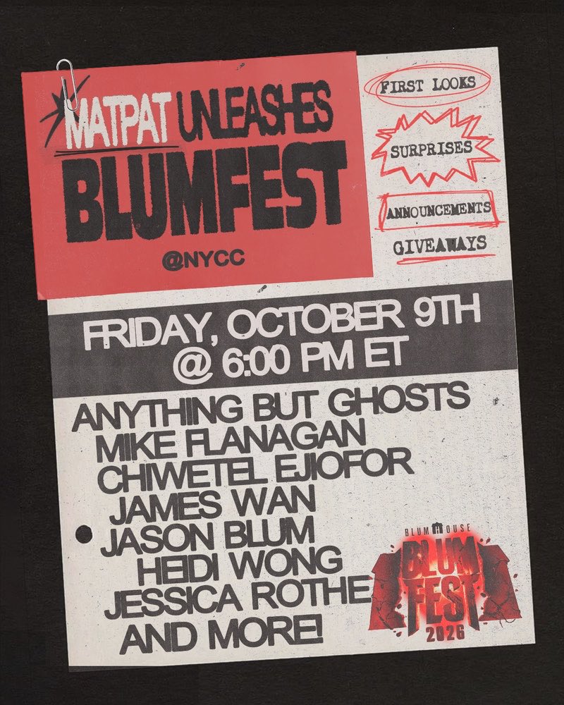 blumhouse's tweet photo. MatPat is moderating BlumFest. Theory: this is going to be the best panel at NYCC https://t.co/Z88LztaQAc