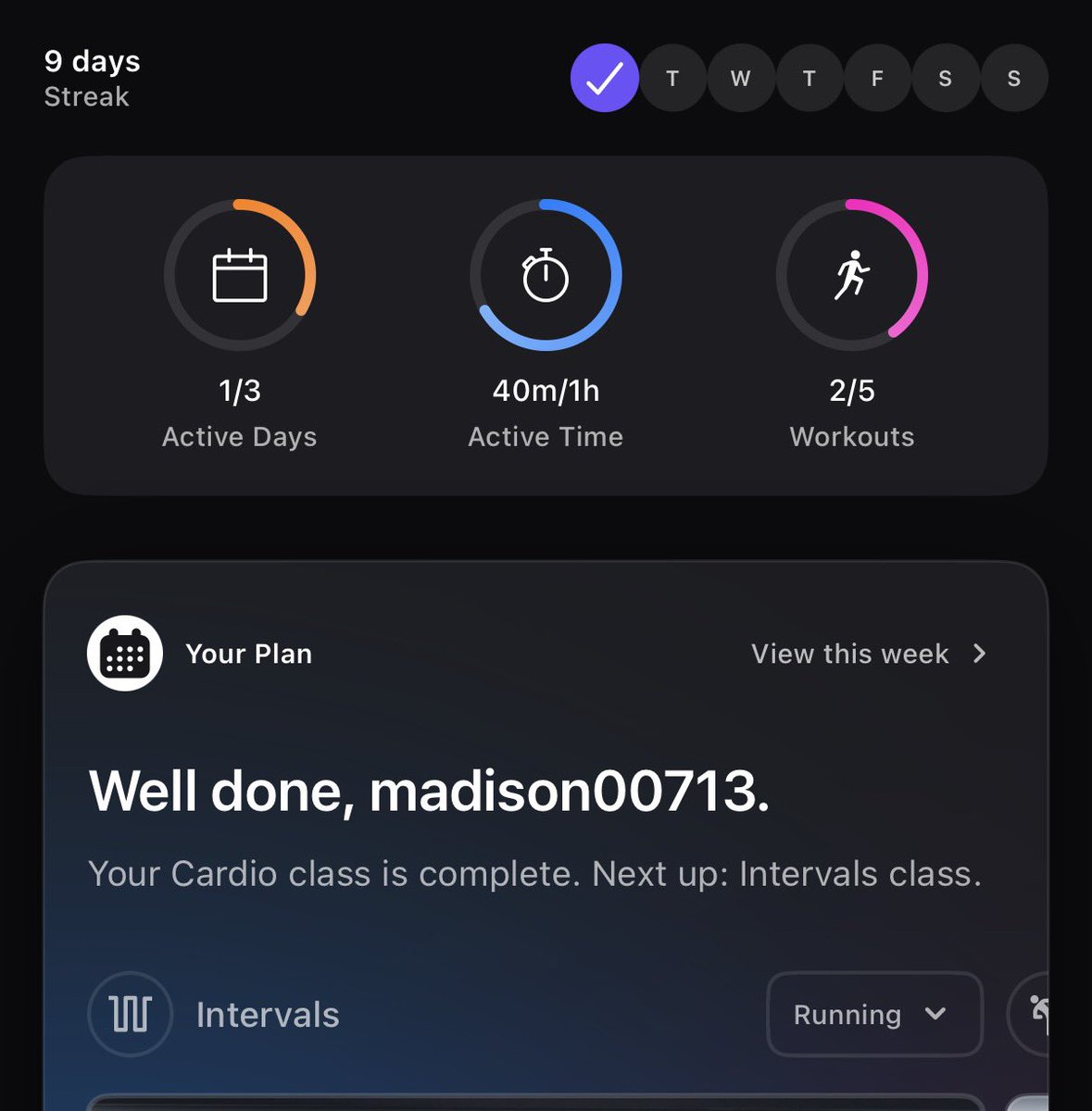foreverwontend's tweet photo. Meditated AND worked out too 🤭 pretty neat community on this, Peloton streak is alive. Day 9!
#PelotonStreak #ComebackLab #HealingThroughMovement #Meditation #NervousSystemReset #RecoveryInRealLife #KeepGoing #Rebuilding #FaithAndFitness https://t.co/6YN1MzQzYF