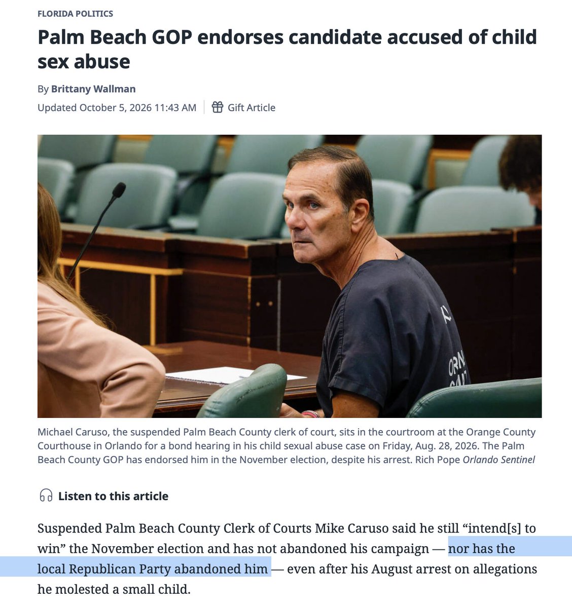 Villgecrazylady's tweet photo. Is there no bottom for the Florida GOP? https://t.co/TWU1Vww8qj