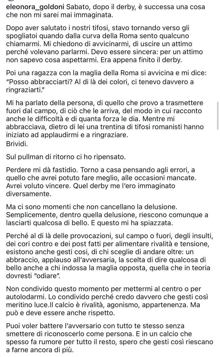 elegoldoni's tweet photo. Puoi voler battere l’avversario con tutto te stesso senza smettere di riconoscerlo come persona. E in un calcio che spesso fa rumore per tutto il resto, spero che gesti così riescano a farne ancora di più. https://t.co/qd5B2C93Vj