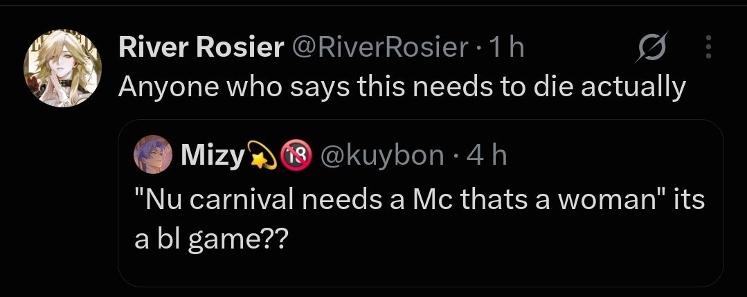 lemonwxo's tweet photo. So funny when others point out, "xxx is a BL game, it doesn't need a female MC," nobody says it's misogynistic.

But if you say, "Lads is an "otome" game, a genre made for women, and it doesn't need a male MC," you are homophobic, queerphobic, transphobic, etc hundreds of things. https://t.co/mFjn2UilV8