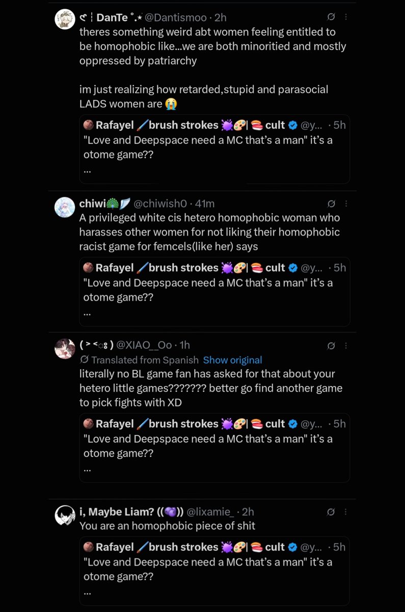 lemonwxo's tweet photo. So funny when others point out, "xxx is a BL game, it doesn't need a female MC," nobody says it's misogynistic.

But if you say, "Lads is an "otome" game, a genre made for women, and it doesn't need a male MC," you are homophobic, queerphobic, transphobic, etc hundreds of things. https://t.co/mFjn2UilV8