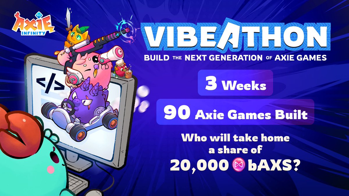 GENESIS_BLOC's tweet photo. 🔥 Axie Infinity is bringing serious energy to Vibeathon!
91 Axie games. 🎮
20,000 bAXS up for grabs. 💰
Only 8 finalists will make the cut.
Who’s your pick? 👀
#AxieInfinity #AXS #GameFi #Web3 https://t.co/nyAnqXqK7W