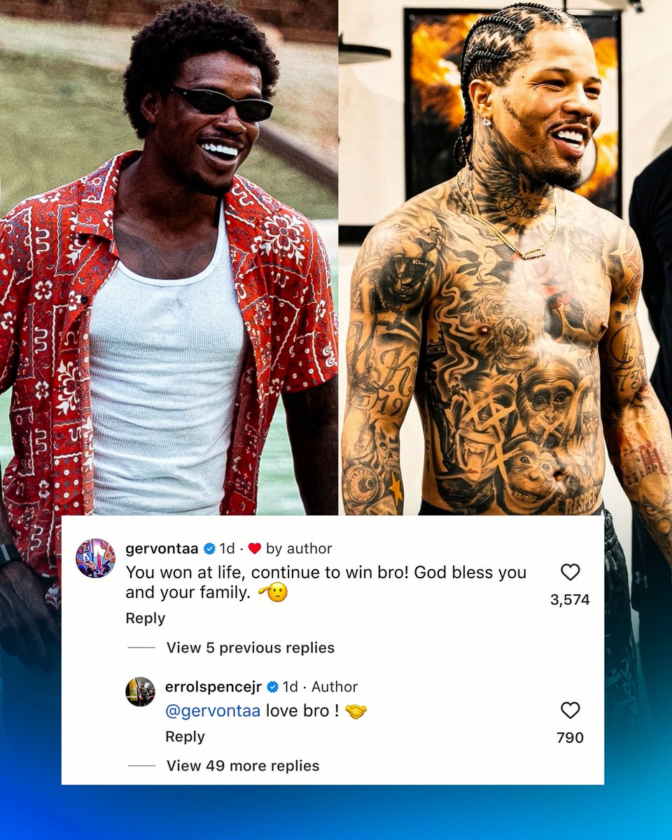 Sourceofboxing's tweet photo. Gervonta Davis showing respect to Errol Spence on IG 🤝 https://t.co/dRdZW4eU7F