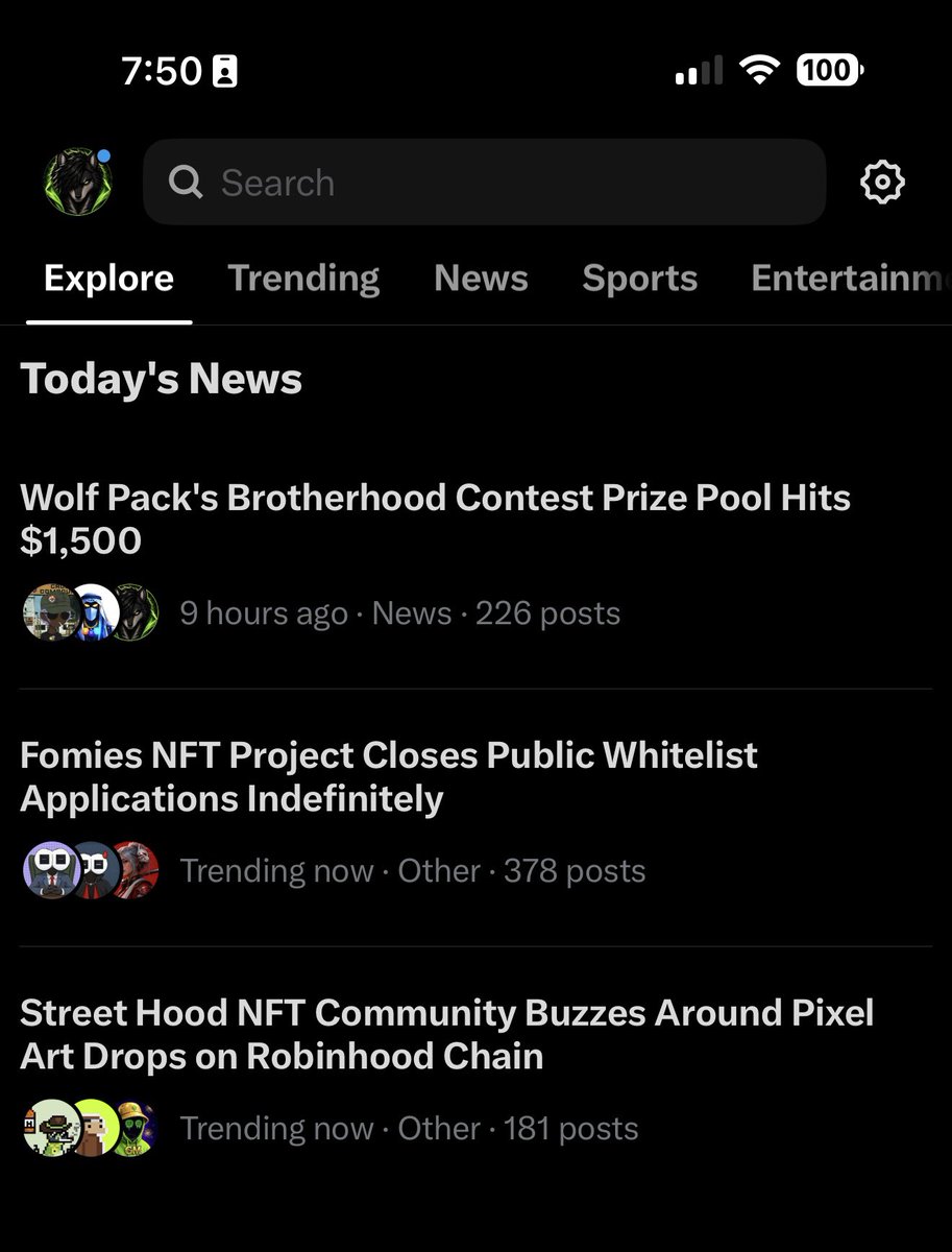 NoWolfAlone's tweet photo. THE BROTHERHOOD IS ON TODAY’S NEWS ON X. 🐺💚

Our $1,500 giveaway is being featured with 226 posts around it.

The Wolf Pack is making noise.

This is what a real community looks like.

NO WOLF LEFT BEHIND.

CA:
robinhood:0x27495511b8a2e163efc75d788706a40dd100bc27 https://t.co/py0fCfXeb2