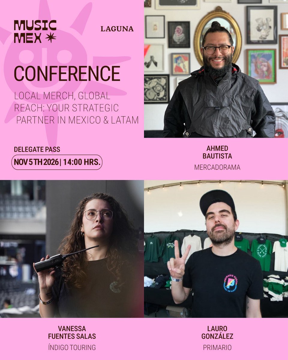 musicmexcdmx's tweet photo. Merch Local, Alcance Global: Tu Aliado Estratégico en México y Latam

En este panel Ahmed Bautista, Vanessa Fuentes y Lauro González hablarán sobre cómo convertir el merch en una herramienta estratégica para artistas en México y Latam.

https://t.co/FYQWfEXTAC https://t.co/Uj7wePfKgg