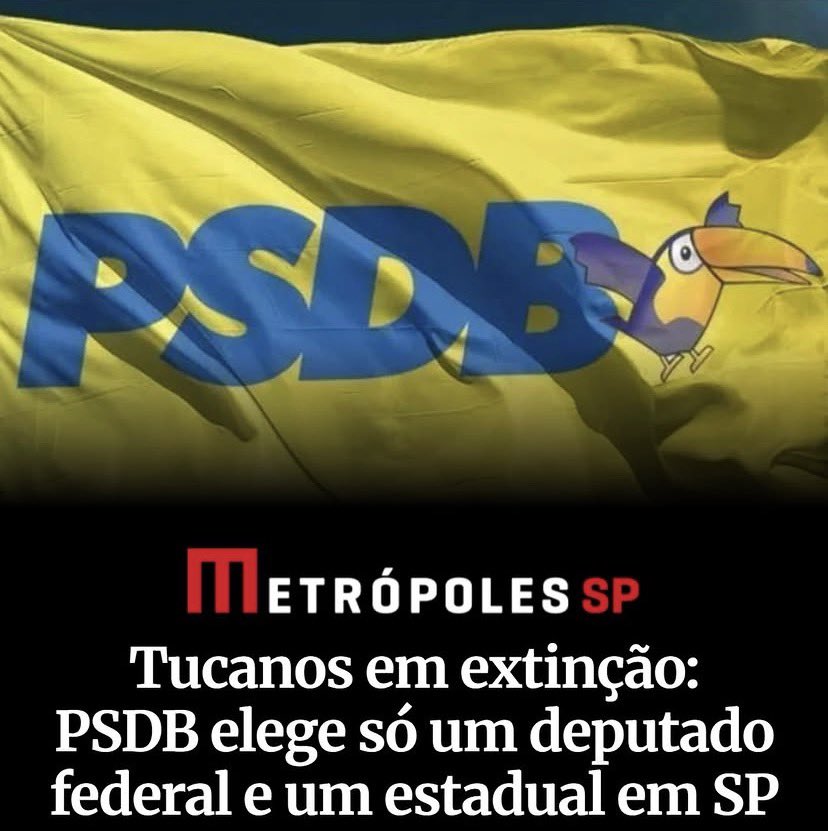 DamaDeFerroTV's tweet photo. Com o fim do teatro das tesouras, quando ainda teve a chance de se posicionar, sentou no colo do lula da silva.

Chegou no desespero a lançar o ridículo Datena para prefeitura de SP.

Datena este que nessa eleição de agora foi punido pelas urnas, merecidamente. 

O mesmo abjeto estava mamando na TV estatal EBC defendendo o ex-preso lula.

Descansem em paz, tucanos.

Não farão falta alguma.