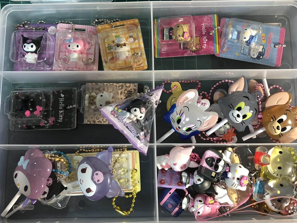 D0Uuu40's tweet photo. コイン買うのを期間は特にガチャ活に勤しんでました
手を出しやすい値段なのと可愛いのが多くついつい回してしまって気づけばめちゃくちゃ増えてました😅
1番のお気に入り達はサンリオのクロミとマイメロになりました
引越して間もないので収納ケースにいれてます、またコイン達と一緒に飾って行きます https://t.co/sV8xD5FT99