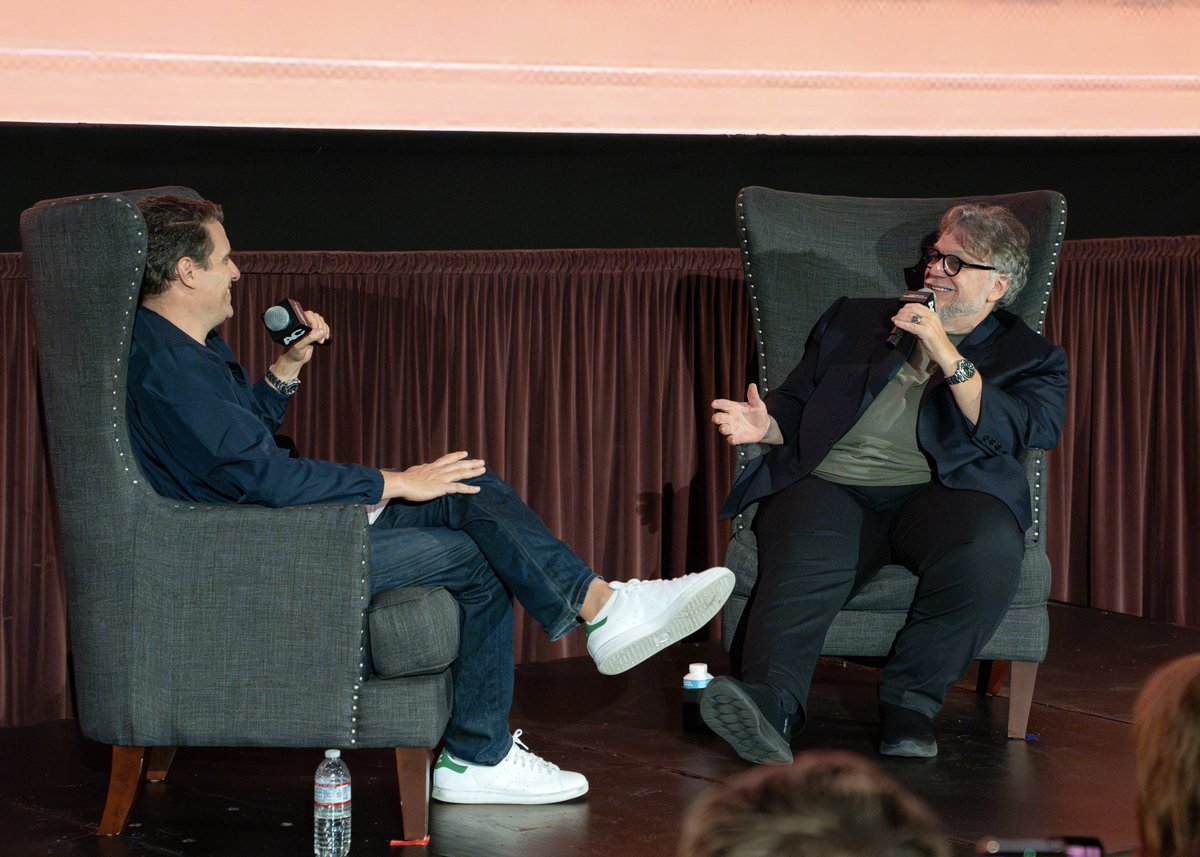 am_cinematheque's tweet photo. We’re so lucky to have had filmmaker Guillermo Del Toro @RealGDT join us for another Beyond Fest @beyondfest! 💙 Thank you to everyone who sold out the Directors Village on Friday for the PAN’S LABYRINTH (2006) 20th Anniversary x North American Premiere of the New 4K Restoration. https://t.co/WILQkENapM