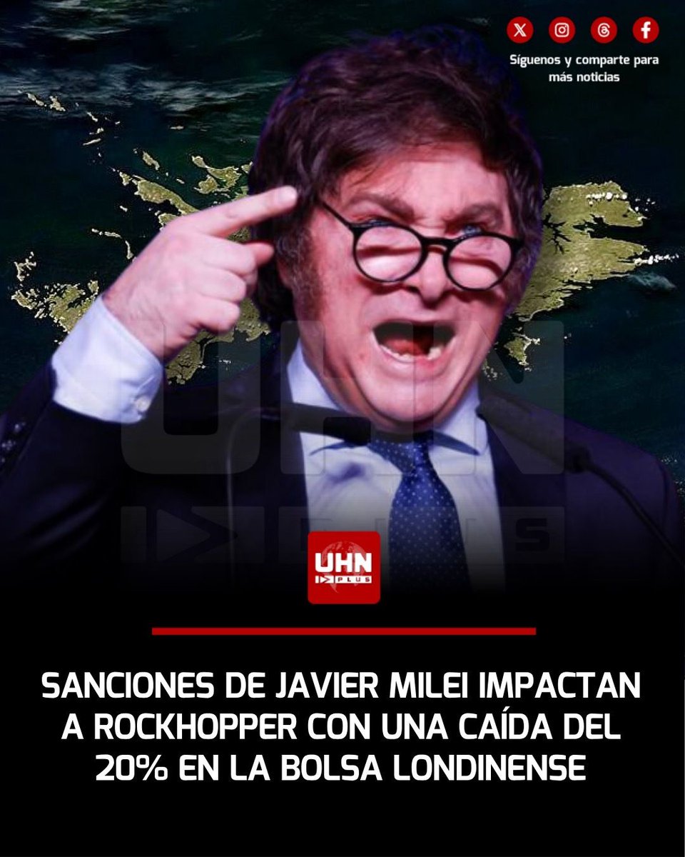 UHN_Plus's tweet photo. 🇦🇷🇬🇧‼️ | Eficacia de las sanciones de Javier Milei: el cerco administrativo y legal impuesto por Argentina fracturó la logística del proyecto Sea Lion en las Islas Malvinas al obligar la salida de dos contratistas clave ante el riesgo de embargos e inhabilitaciones en el continente. Esta retirada forzada provocó un nuevo desplome del 20% en las acciones de Rockhopper Exploration en la Bolsa de Londres.