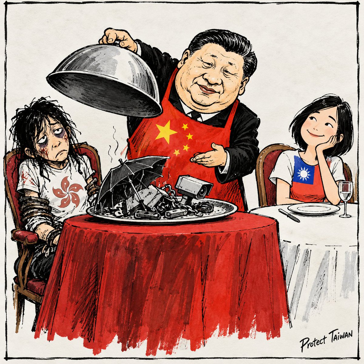 protect_taiwan's tweet photo. 🇹🇼 La Chine promet à Taïwan « un pays, deux systèmes ». Hong Kong aimerait laisser un avis client. https://t.co/GItUQHCg63