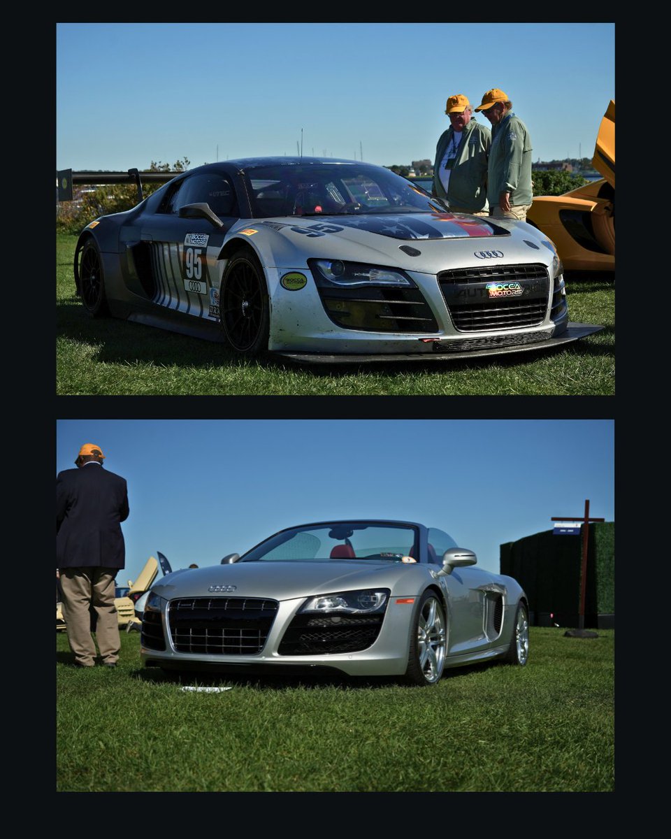 AudiWarwick's tweet photo. Audi spotting at the inaugural Supercar Concours at Audrain Newport Motor Week 🔍 Always cool seeing an Audi R8 Spyder! Were you able to make the trip down to Ford Adams this weekend? #Audi #AudiSport #AudiDealer #AudiDealership #AudiCars #AudiCarsClub #AudiCarsOnly #AudiWarwick https://t.co/YlfWeWf9hy