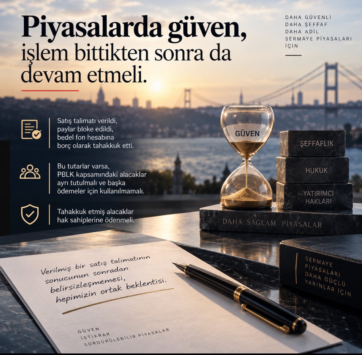 AndreHacikoglu's tweet photo. İnsanların istediği aslında çok basit: Verilmiş bir satış talimatının sonucunun sonradan belirsizleşmemesi.

PBLK kapsamında doğmuş ve tahakkuk etmiş alacaklar varsa bunların ayrı tutulması, başka ödemeler için kullanılmaması ve hak sahiplerine ödenmesi gerektiğini düşünüyorum.

Piyasalarda güven, işlem bittikten sonra da devam etmeli.  
#PBLKhemenödensin