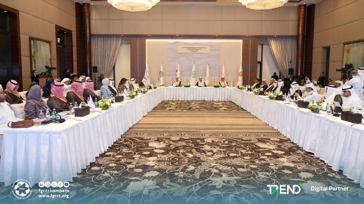 FGCCChambers's tweet photo. The #FGCCC convened its 69th Board of Directors meeting in Bahrain, chaired by H.E. Sheikh Khalifa bin Jassim Al Thani and attended by H.E. Saleh Al Sharqi, Secretary-General, along with the heads and representatives of member chambers and federations, to discuss the Federation’s future plans and key topics for the 15th Consultative Meeting of GCC commerce and industry leaders, scheduled for tomorrow in Manama.
