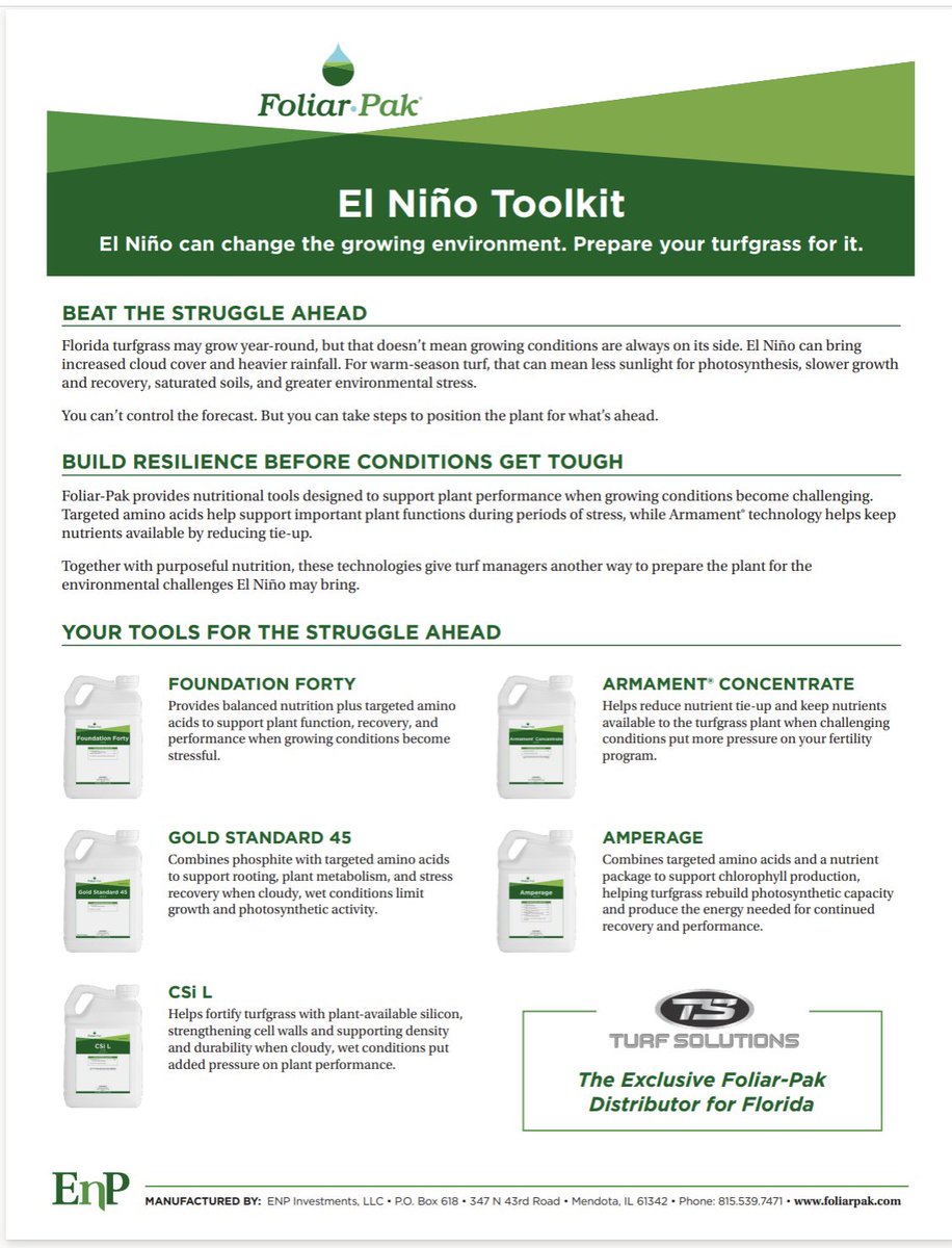 TurfsolutionsFL's tweet photo. Plants are not proactive, they are reactive to the inputs provided. @FoliarPak  provides essential benefits to plants under stress. https://t.co/wg5xIXZZtS