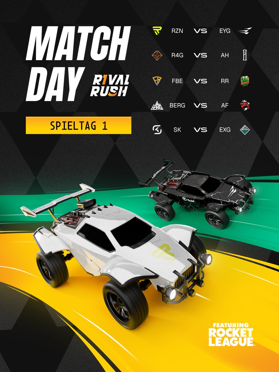 RivalRushRL's tweet photo. Endlich wieder Rival Rush Spieltag (jetzt immer dienstags) 😍

18:30 @RIZONDOTGG vs @EntropyGaming 
19:20 @regnum4games vs @AKAHEROESPORT 
20:10 @FlybackEsports vs @reckenrockets_h 
21:00 @esportBERG vs @AustrianForce 
21:50 @SKGaming vs @ExceptionalGM 

📺 LIVE AB 18:15 UHR 📺 https://t.co/fEJcSLpXzV