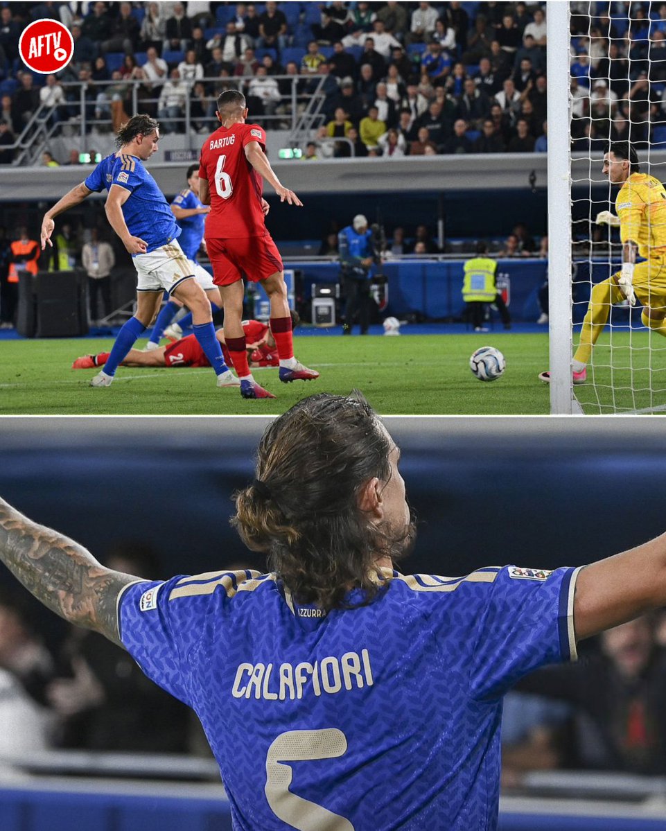 AFTVMedia's tweet photo. 📷 Riccardo Calafiori came on as a substitute and played 34 minutes, scored a goal, and won 100% of his ground duels in Italy’s 3-1 win over Turkiye. https://t.co/IMUHoygJUI