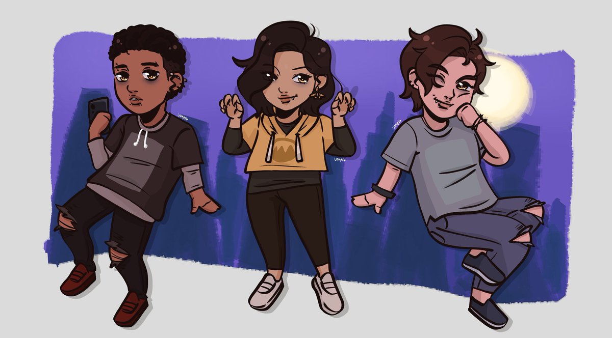 vamprnce's tweet photo. my trio... I've missed them so... I'm always in the mood for tq during the spooky month ngl despite it being set in summer lol 
#thequarry https://t.co/bc8jXkuOA2