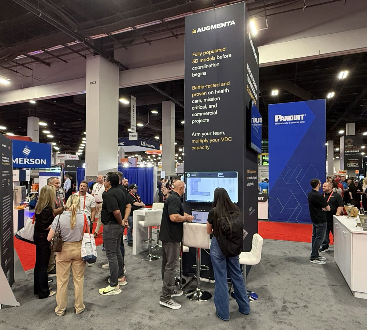 AugmentaAI's tweet photo. We’re live at @NECAnet in Vegas, and Day 1 is underway!

Find Augmenta at Booth #5103 for live ACP 2.0 demos and conversations on raceway routing, coordination, and VDC capacity.

See ACP 2.0 in the Showstopper Showcase, then sign up to try it for a chance to win a Yeti cooler! https://t.co/Zsz4lVux17