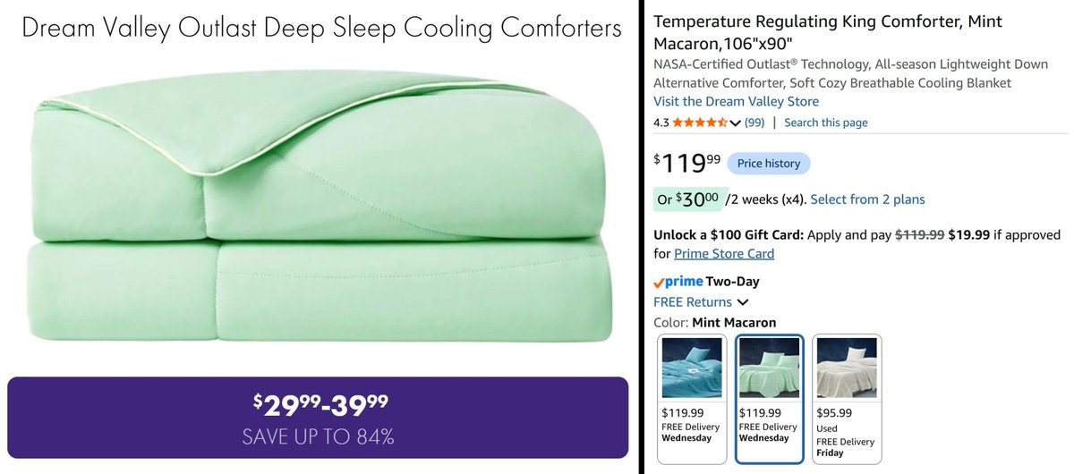 Pricerrors's tweet photo. COOLING COMFORTERS FOR $40

Morning Save has multiple sizes for clearance

https://t.co/1jC6r715L3 #ad 

Same Dream Valley set goes for $120 on Amazon with 4.3 stars

Choose $9.99 shipping THEN apply code LATERFS for FREE shipping https://t.co/dDosYfJcW0