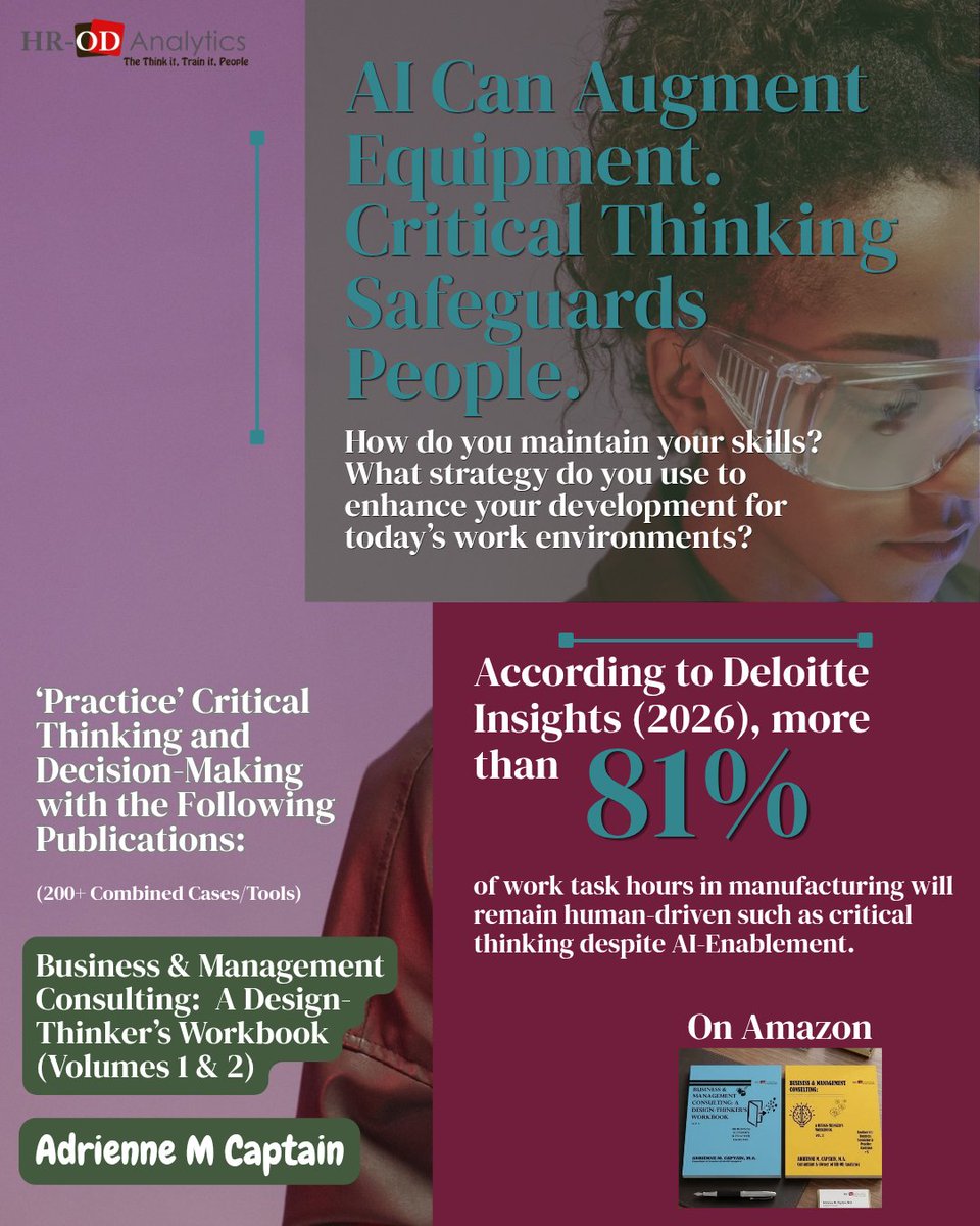 AdrienneCaptain's tweet photo. Working in a #manufacturing #environment requires an individual to be a lifelong #learner and with the emerging and on-going advancements of #AI, employees need to maintain #technical and critical thinking skills. Practice Critical #Thinking skills here: https://t.co/1ubjwuqF6B https://t.co/6m0xaSatrg