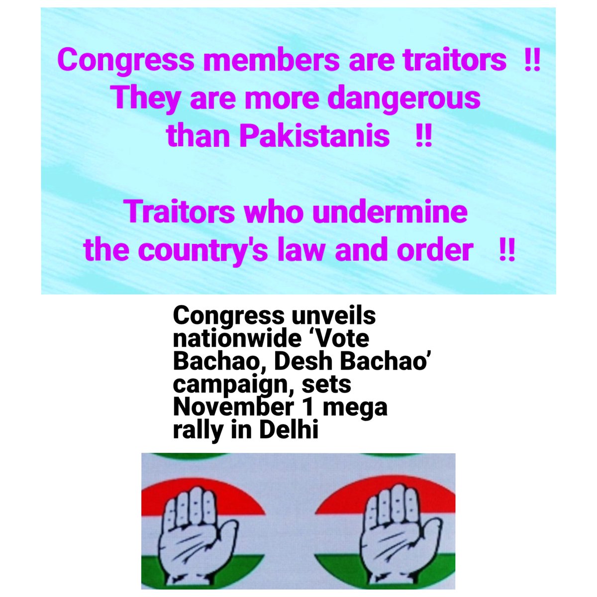 Sreekum03893210's tweet photo. The #Congress are anti-nationals trying to undermine the #ModiGovernment's good governance.Even the #SupremeCourtofIndia has not stated that #GyaneshKumar is at fault !! #RahulGandhi #INDIAAlliance 
#VoteBachaoDeshBachaoCampaign 
#CJP #AmitShah #CJISuryaKant #MamataBanerjee #BJP https://t.co/3Ix21N1KsX