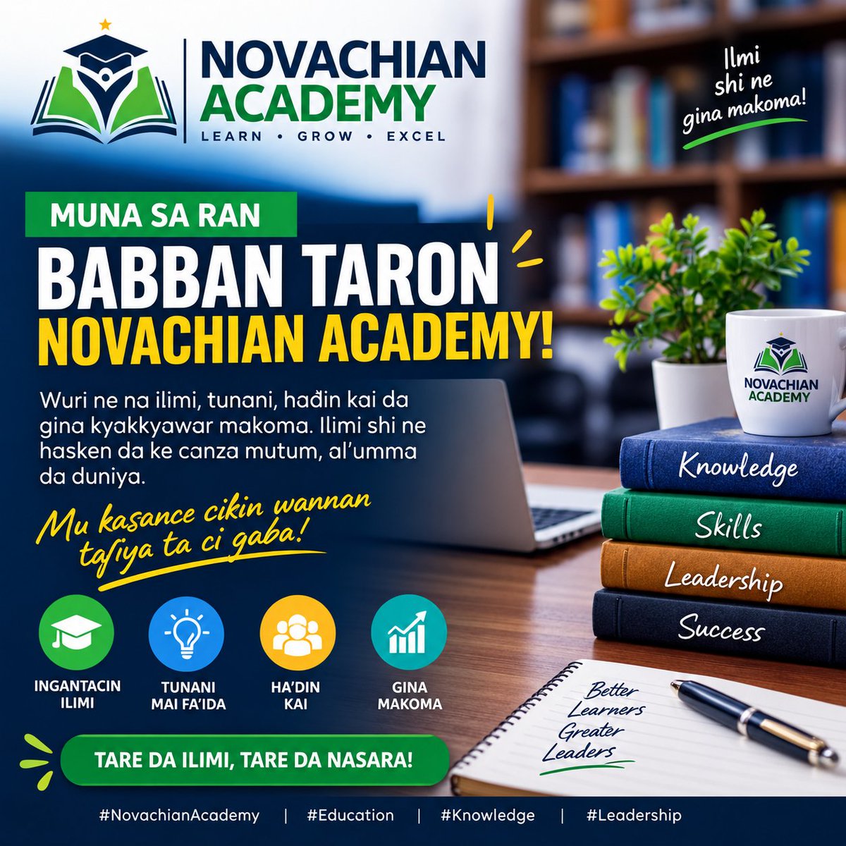 Nurakgm313's tweet photo. Muna sa ran babban taron Novachian Academy — wuri ne na ilimi, tunani, haɗin kai da gina kyakkyawar makoma. ✨

Ilimi shi ne hasken da ke canza mutum, al’umma da duniya. Mu kasance cikin wannan tafiya ta ci gaba. 🤝📚

#NovachianAcademy #Education #Knowledge #Leadership https://t.co/uXyaRWcelP