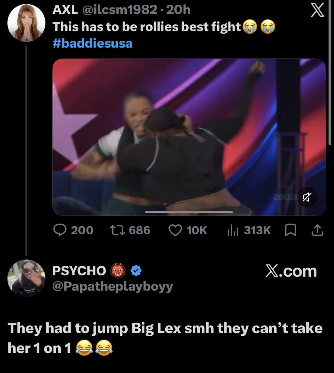 Kashs2ndtooth's tweet photo. omg lex fans are retardedkskskkskdkds #BaddiesUSA https://t.co/IPBfX1JSAp