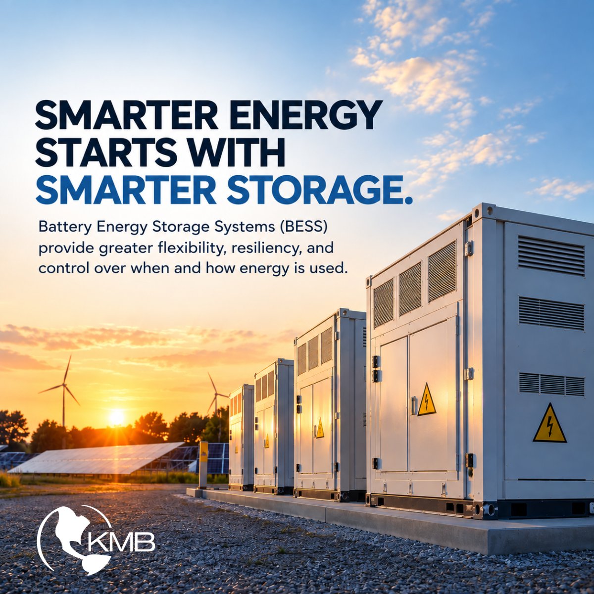 KMBDesignGroup's tweet photo. Battery Energy Storage Systems (BESS) are transforming how we manage power. KMB provides comprehensive BESS engineering, from feasibility and system sizing through interconnection, permitting &amp; design.

🔋 Smarter, scalable energy storage.

#BESS #EnergyStorage https://t.co/3v5IY4VGSU