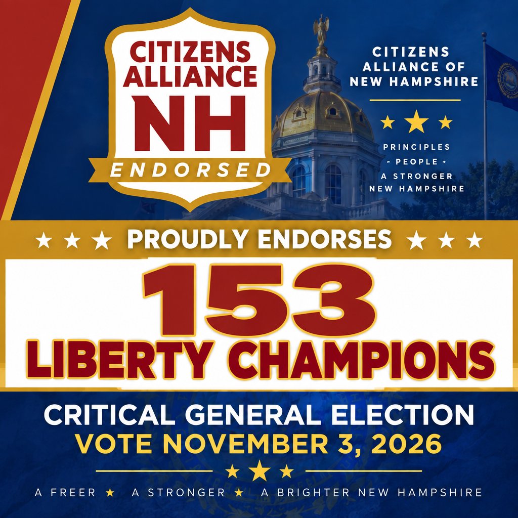 CANewHampshire's tweet photo. New Hampshire voters have an important choice to make on Election Day, and we want to make sure you know exactly who is standing up for the principles we believe in.

Today, Citizens Alliance of New Hampshire is honored to announce our 153 endorsements for the Tuesday, November 3rd election.

Every candidate we have endorsed has signed The Pledge and committed to the people they are running to represent to fight for limited government, constitutional freedoms, parental rights, and the values that have made New Hampshire the Live Free or Die State.

These are candidates who have put their commitments in writing and are asking voters to hold them accountable.

Click here to see a full list of endorsed candidates:
https://t.co/qTfmPd8neW
