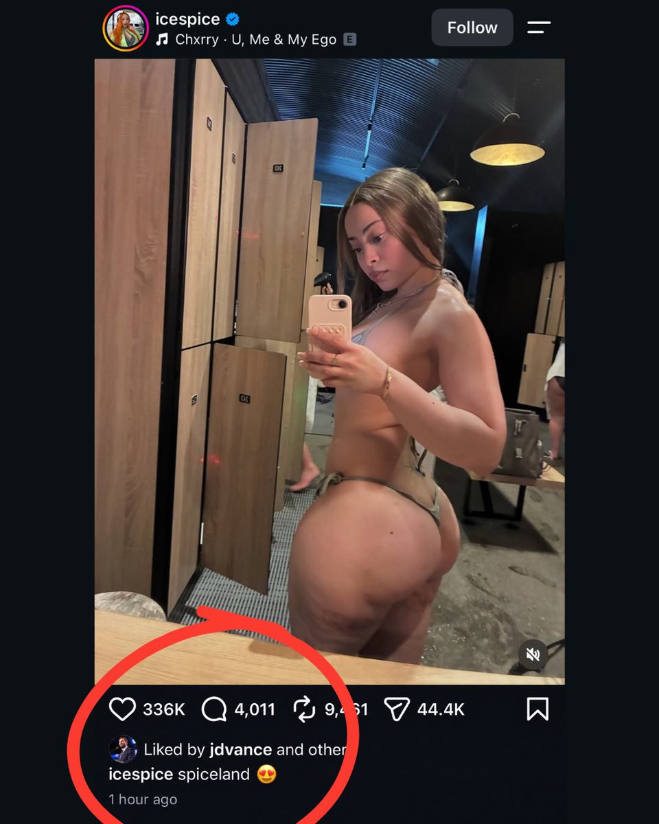 DailyNoud's tweet photo. JD Vance was seen liking and commenting on Ice Spice’s recent IG post 📸 https://t.co/yV55J2ythk
