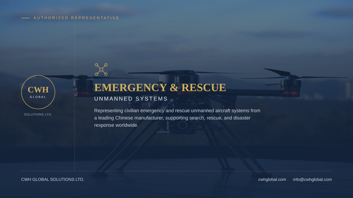 CWHGlobalGroup's tweet photo. CWH Global is the authorized representative for a civilian rescue drone line from a leading Chinese manufacturer, built for search, rescue, and disaster response.
#RescueDrones #EmergencyResponse #CWHGlobal https://t.co/cWbQYzHZaY