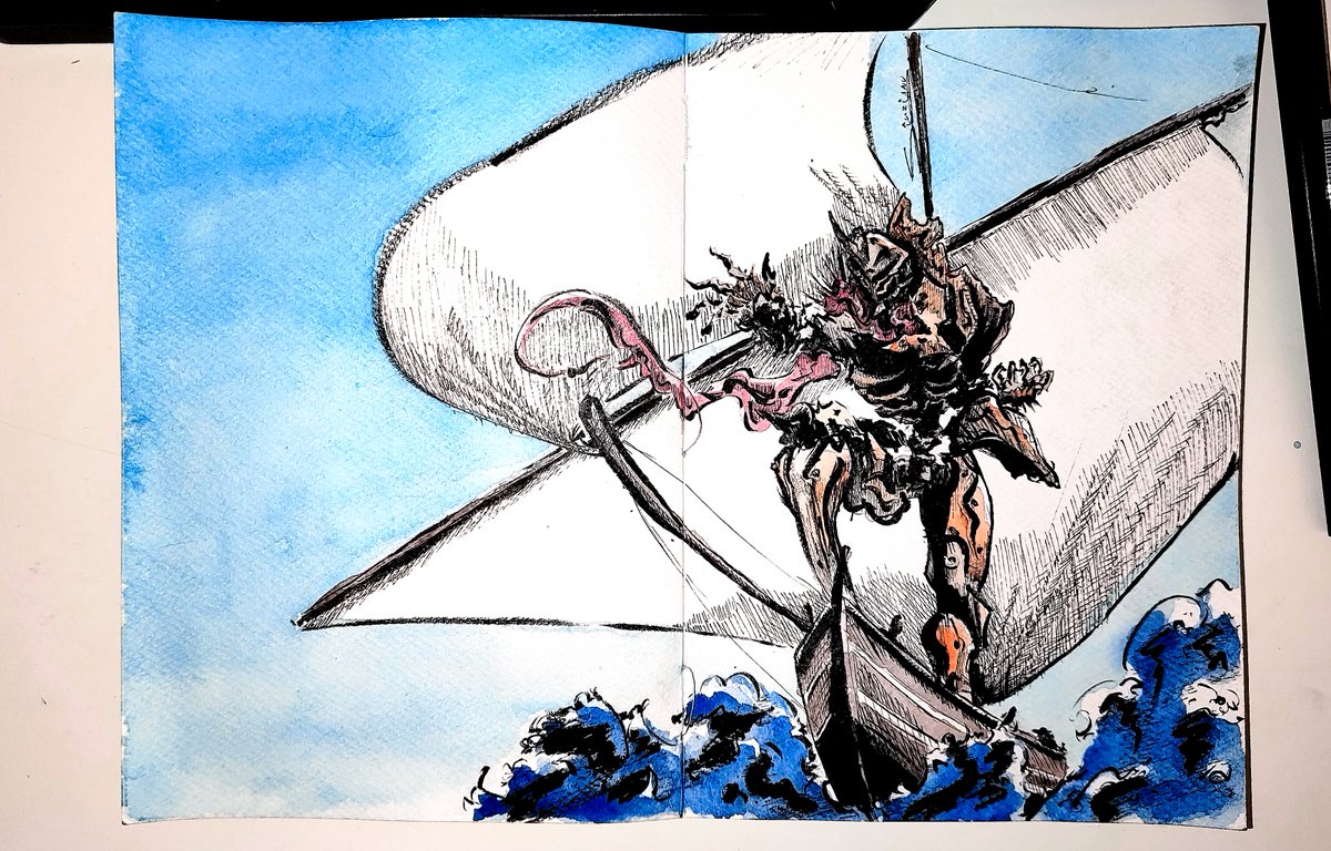 CobaltoAlpha's tweet photo. #inktober Day 5. Smack
- Mech traveling on a smack sailboat -
#inktober2026 #mecha #inktobersmack https://t.co/Vcxs543evD