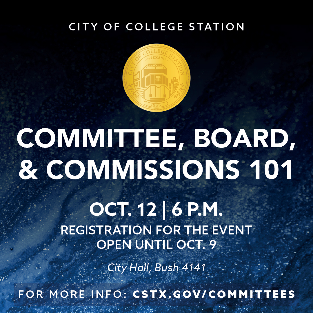 CityofCS's tweet photo. Be a community game changer by serving on a College Station committee, board, or commission. Join us for a seminar to learn what it takes!

📅Oct.12
🕑6 p.m.
📍City Hall

Understand the roles, duties, and how you can make a difference. 

Learn more:⬇️

https://t.co/KJTnV9GFAf https://t.co/bH1P6E4ols